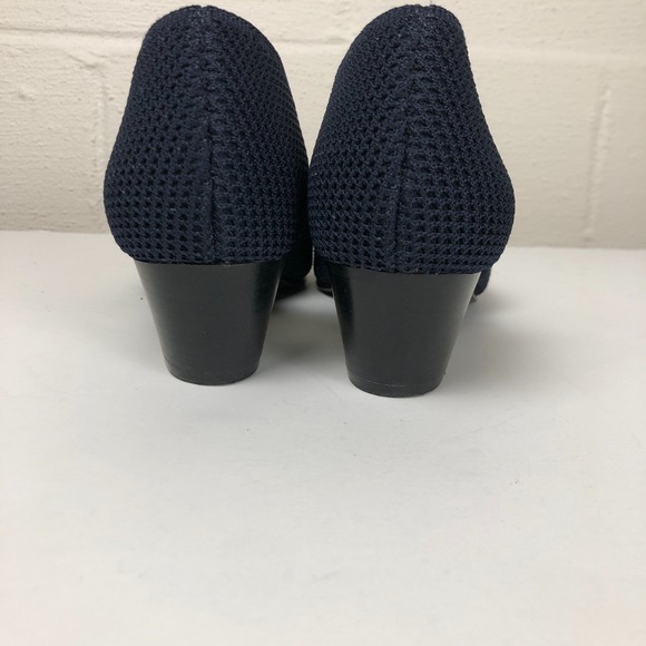Eileen Fisher Womens Hallo Knit D'Orsay Pump Shoes 7.5 Blue Slip On Wedge Heel - Picture 4 of 10